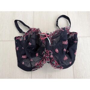 PANACHE SUPERBRA Ariza Balconnet Underwire Bra Sz 38J Blue Pink Embroidered